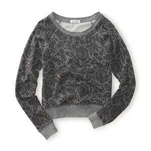 Aeropostale Womens Floral Print Knit Sweater, Grey, NWT